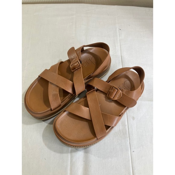 Chaco Shoes - Chaco Wayfarer Platform Leather Sandals Toffee Brown JCH109480 Womens Size 7